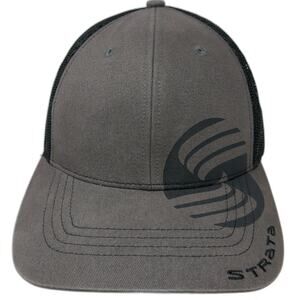 Strata Trucker Hat Gray Black One Size Mesh Snapback Golf Logo Graphic Print